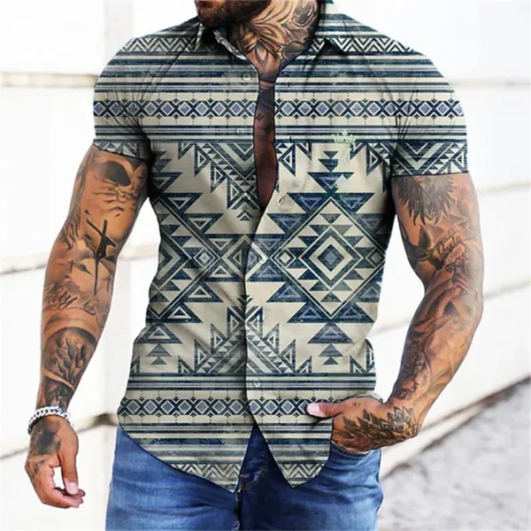 5-color summer men's retro plaid shirt fashion casual luxury shirt short sleeve men's Hawaiian shirt camisa Masculina 5XL 2023 - Image 6