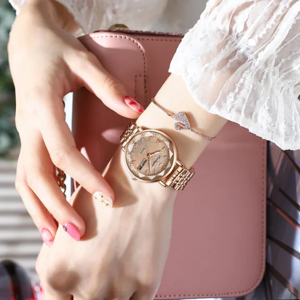 POEDAGAR Women Watch Stainless Steel Mesh Rose Gold Simple Waterproof Luminous Ladies Watches Luxury Quartz Elegant - Image 5