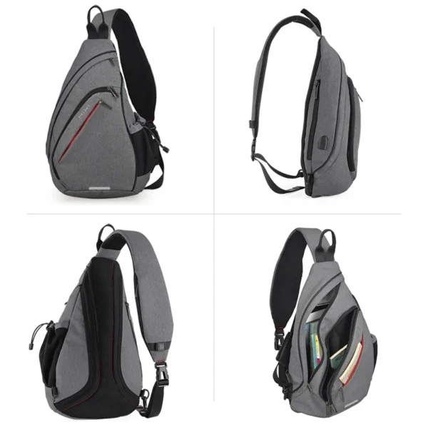 Mixi Men One Shoulder Backpack Women Sling Bag Crossbody USB Boys Cycling Sports Travel Versatile Fashion Bag Student School - Image 3