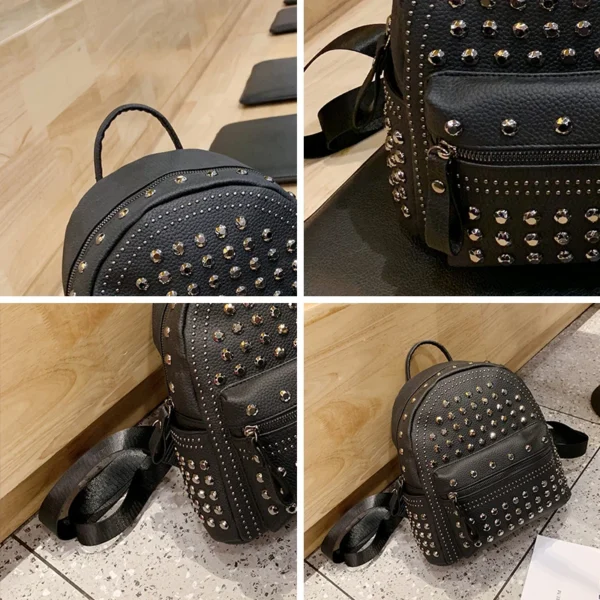 JIEROTYX 2021 New Arrival Preppy Leisure Backpack Womens Casual Daypacks Women Soild Zipper Rivet Shoulder Bags Soild Hot Sale - Image 6