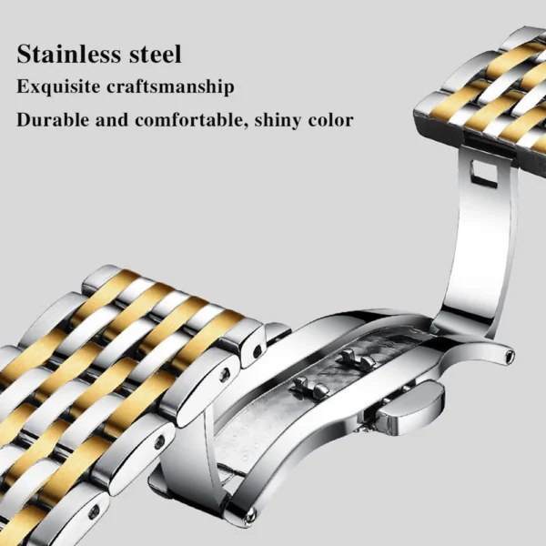 Men Watch Stainless Steel Top Quailty Luxury Push Button Hidden Clasp Waterproof Luminous Date Week Sport Wrist Watches - Image 3