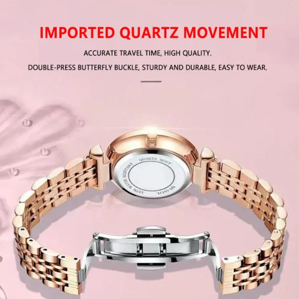 POEDAGAR Women Watch Stainless Steel Mesh Rose Gold Simple Waterproof Luminous Ladies Watches Luxury Quartz Elegant - Image 2