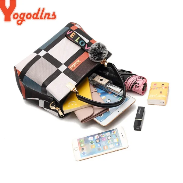 Yogodlns New Luxury Handbag Women Stitching Wild Messenger Bags Designer Brand Plaid Shoulder Bag Female Ladies Totes - Image 6