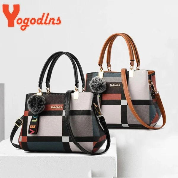 Yogodlns New Luxury Handbag Women Stitching Wild Messenger Bags Designer Brand Plaid Shoulder Bag Female Ladies Totes - Image 5