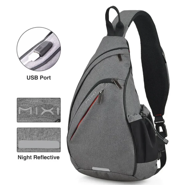 Mixi Men One Shoulder Backpack Women Sling Bag Crossbody USB Boys Cycling Sports Travel Versatile Fashion Bag Student School - Image 2