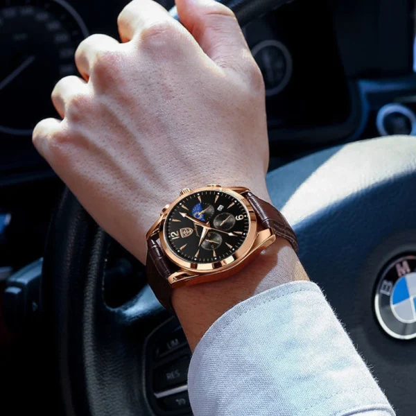 Men Watch Top Brand Luxury Men's Wristwatch Leather Quartz Watches Sports Waterproof Male Clock Relogio Masculino+Box - Image 4