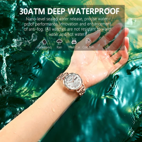 POEDAGAR Women Watch Stainless Steel Mesh Rose Gold Simple Waterproof Luminous Ladies Watches Luxury Quartz Elegant - Image 3