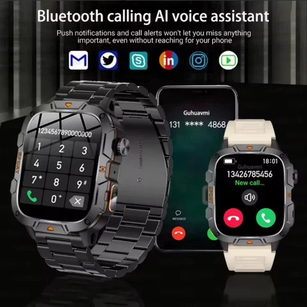 2025 New For Xiaomi Military Grade Smart Watch Men 1.96" AMOLED 5ATM Waterproof Sports FitnessTracker BT Call Smartwatches Women - Image 3