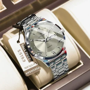 Luxury Fashion Men Clock Waterproof Luminous Date Week Man Wristwatch Sports Stainless Steel Quartz Men's Watches Reloj