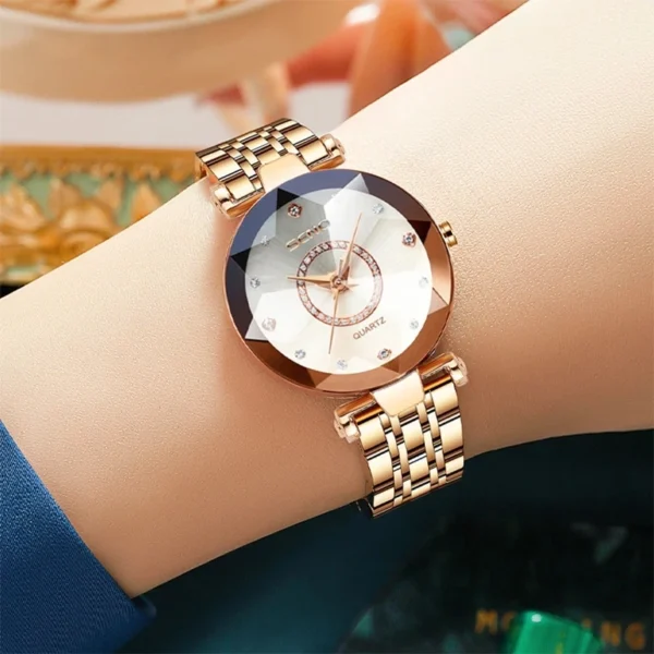 SENO Ocean Star Women Crystal Watch 2025 Top Brand Luxury Rose Gold Women Bracelet Watch For Ladies Wrist Watch Relogio Feminino - Image 3