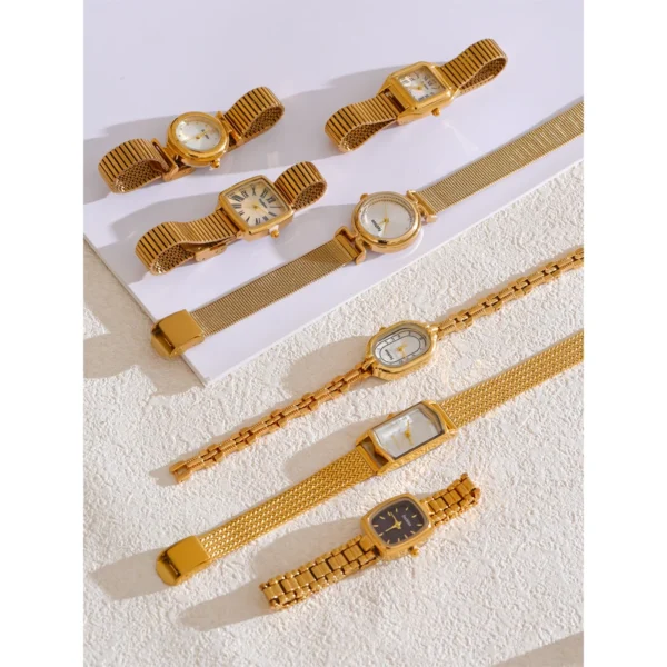 Yhpup Fashion Stainless Steel Lades' Watch with Japan Movement Waterproof Polished Shiny 18K Gold PVD Plated Jewelry Accessories - Image 2