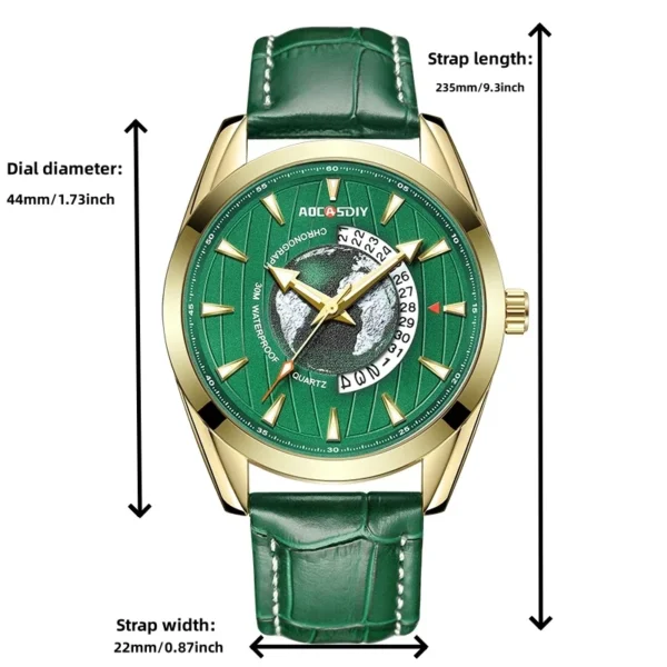 Luxury Mens Watches New Fashion Creative Earth Quartz Wristwatch Leather Sport Watch for Men Clock Relogio Masculino - Image 4