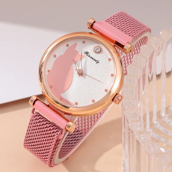 2pcs/set Women's Couple Quartz Wristwatch Luxury Women Mesh Belt Quartz Wrist Watches Women Business Casual Wristwatches - Image 5
