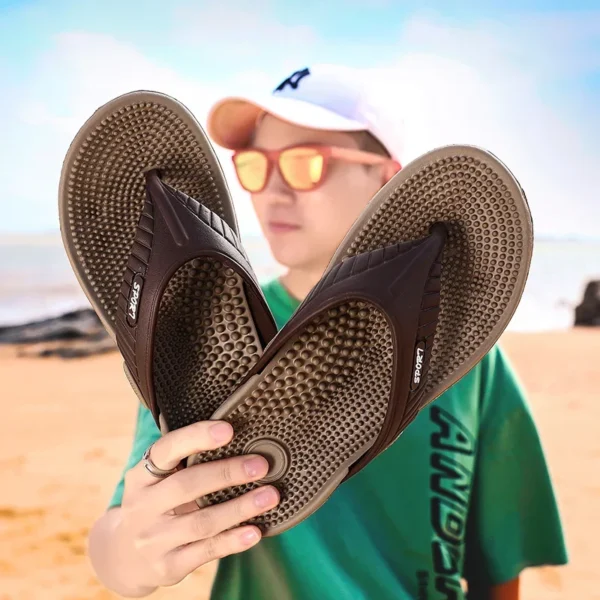 Massage Flip Flops for Men Summer Breathable Beach Shoes Sandals Men Luxury Flip Flops Breathable Plus Big Size Men Slippers 46 - Image 6