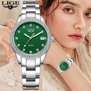 LIGE brand new luxury Women's Watch Luminous Stainless Steel Ladies Clock Gift Waterproof Fashion Watch for Women montre femme