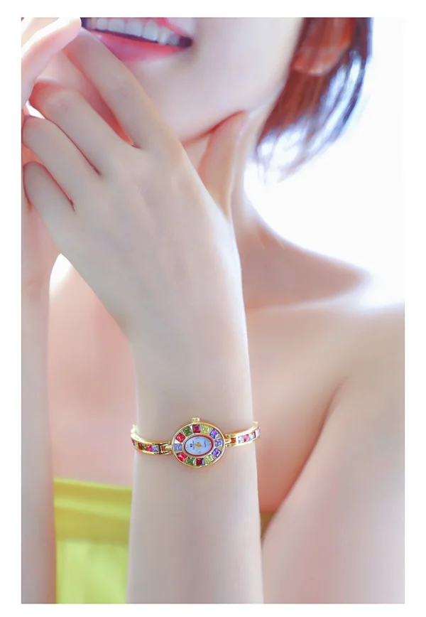 Women's Chain Watch Brand Light Luxury Gold Gradient Rainbow Bracelet Waterproof Ladies Fashion Quartz clock Watches Gift - Image 9