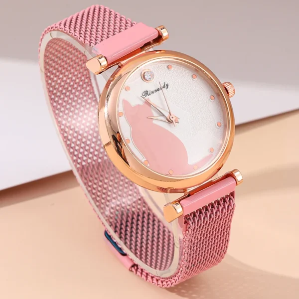 2pcs/set Women's Couple Quartz Wristwatch Luxury Women Mesh Belt Quartz Wrist Watches Women Business Casual Wristwatches - Image 4