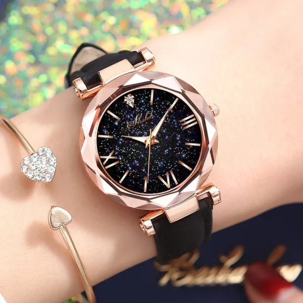 Unisex Stars Little Point Frosted Belt Watch Dotted With Roman Accessories for Women gifts for women Luxury Fashion Dial Design - Image 5