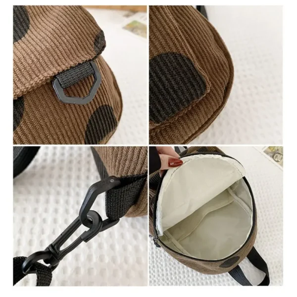 Fashion Women's Mini Backpack Large Capacity Corduroy Backpack Travel Multiple Pocket Rucksack Casual Schoolbag - Image 7