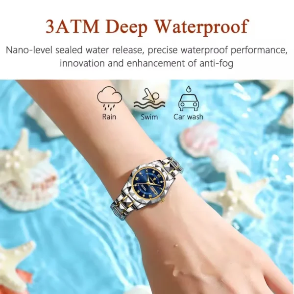 Luxury Women's Quartz Watch Luminous Waterproof Week Date Ladies Watches Stainless Steel Fashion Woman Wristwatch Reloj - Image 3