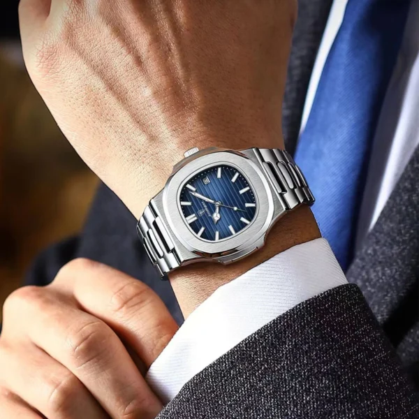 POEDAGAR Luxury Classic Man Watches Luminous Date Stainless Steel Square Quartz Male Clock Waterproof Watch for Men Reloj +Box - Image 5