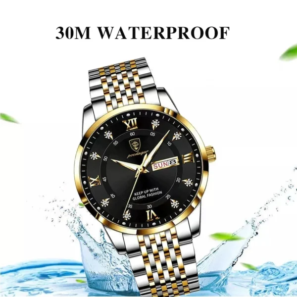 Men Watch Stainless Steel Top Quailty Luxury Push Button Hidden Clasp Waterproof Luminous Date Week Sport Wrist Watches - Image 4