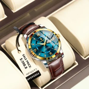 Luxury Man Wristwatch Waterproof Luminous Date Week Leather Watch For Men Sports Quartz Men's Watches Male Clock Reloj