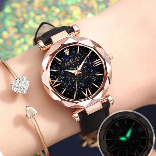 Unisex Stars Little Point Frosted Belt Watch Dotted With Roman Accessories for Women gifts for women Luxury Fashion Dial Design