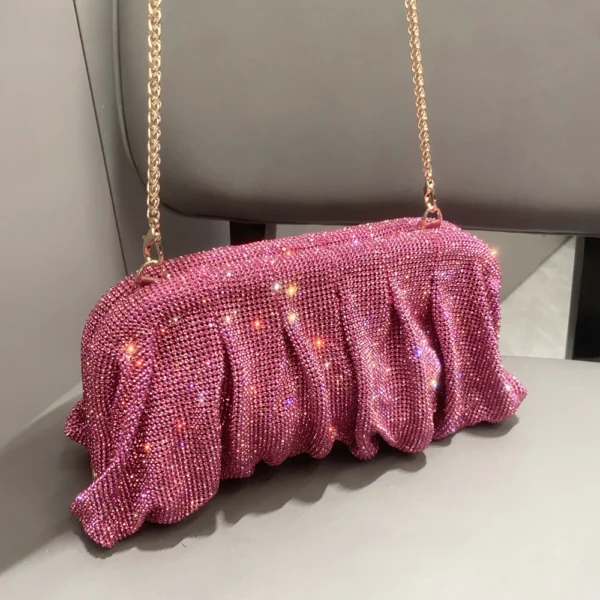 Shiny Rhinestones Handmade Evening Clutch Bags New Folds Purses and Handbags Luxury Designer Wedding Party High Quality - Image 3