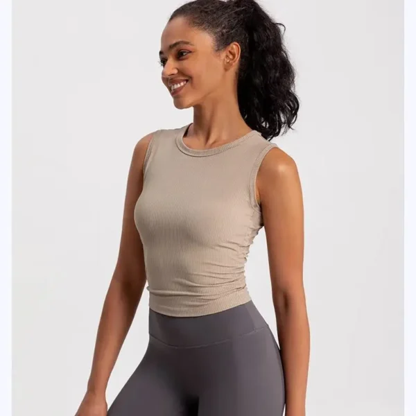 2025 Summer Women's Sports Vest Tank Vest Sleeveless Yoga Vest ruched Slim-fit Quick-dry Sports Tops Running Shirt Fitness Top