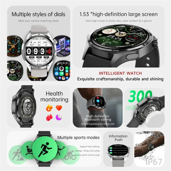 For HUAWEI GT5 Pro GPS NFC Smart Watch Men 360*360 AMOLED Screen Heart rate Bluetooth Call IP67AMOLED Screen Heart rate - Image 2