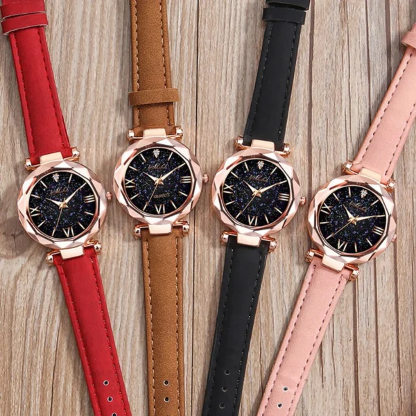 Unisex Stars Little Point Frosted Belt Watch Dotted With Roman Accessories for Women gifts for women Luxury Fashion Dial Design - Image 8