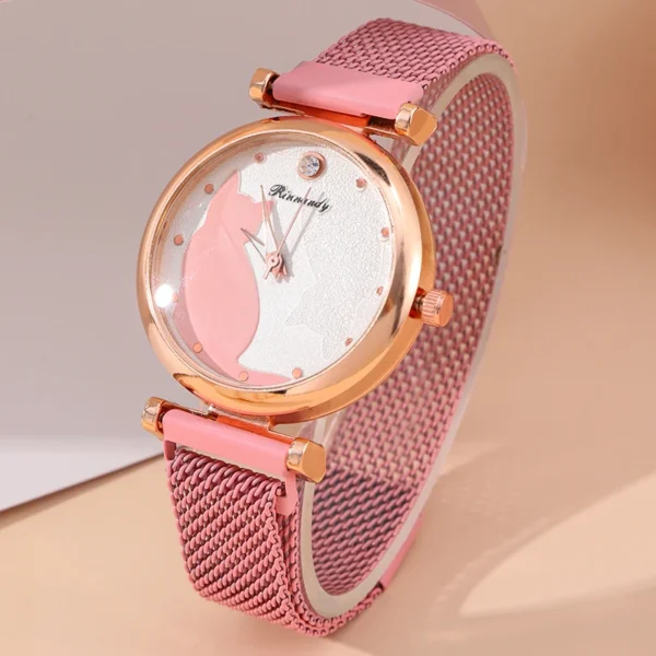 2pcs/set Women's Couple Quartz Wristwatch Luxury Women Mesh Belt Quartz Wrist Watches Women Business Casual Wristwatches - Image 3