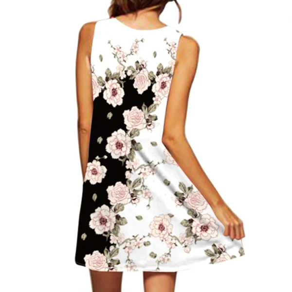 2025 European and American Cross Border Women's New Dress V-neck Sleeveless Sexy Printed Large Hem Foreign Trade Dress - Image 2