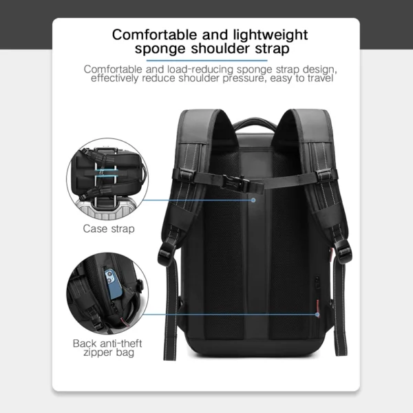 Travel Vacuum Compression Backpack 17 inch Laptop Business Backpack Large Capacity Expanded Backpack With Anti-theft Lock - Image 6