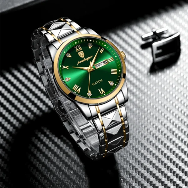 Top Original Men Quartz Watch Green Waterproof Watch For Men's Stainless Steel Man Luxury Watch Luminous Wristwatch - Image 4