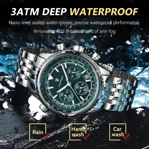 Top Luxury Men Watches Luminous Date Waterproof Chronograph Quartz Man Watch Stainless Steel Sport Military Men's Watch - Image 3
