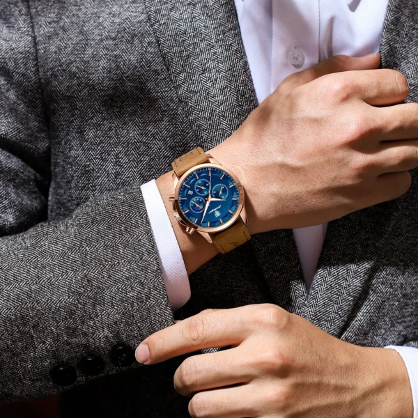 Men Quartz Watch Luxury Sports Waterproof Chronograph Luminous Date Man Wristwatch Business Leather Men's Watches Clock - Image 5