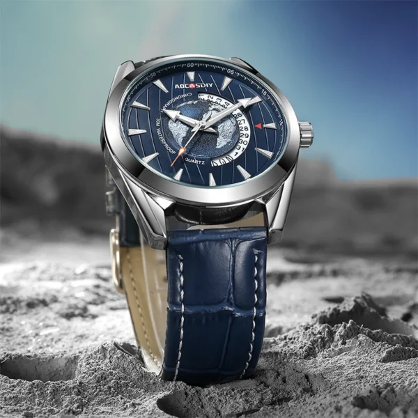 Luxury Mens Watches New Fashion Creative Earth Quartz Wristwatch Leather Sport Watch for Men Clock Relogio Masculino - Image 8