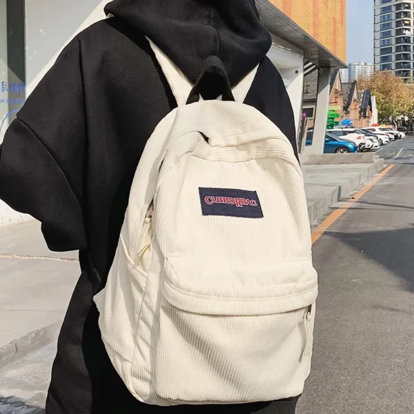 Vintage Boy Girl Corduroy Green School Bag Men Women Laptop College Backpack Cool Lady Student Fashion Female Travel BookBag New - Image 2