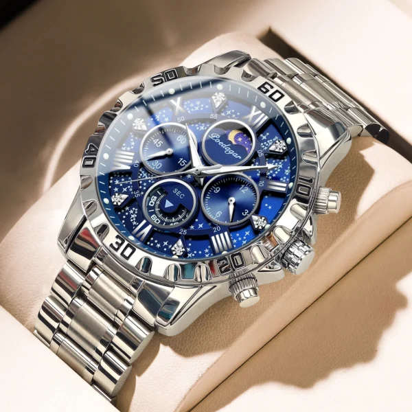 Top Luxury Man Wristwatch Waterproof Luminous Chronograph Men's Quartz Watch Stainless Steel Casual Sports Men Watches - Image 2