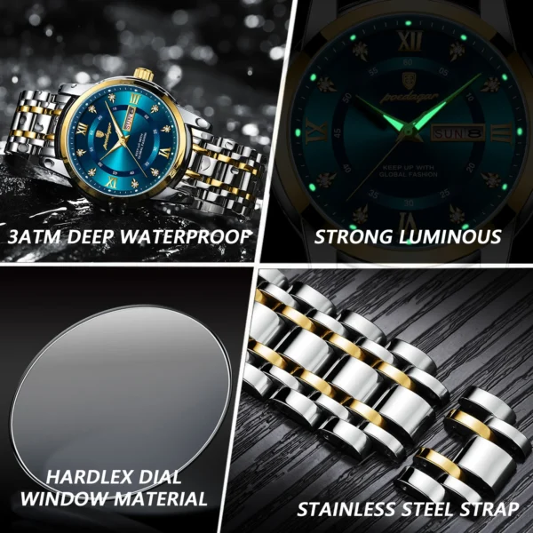 Luxury Watch for Man Elegant Date Week Waterproof Luminous Men Watch Quartz Stainless Steel Sports Men's Watches reloj - Image 3