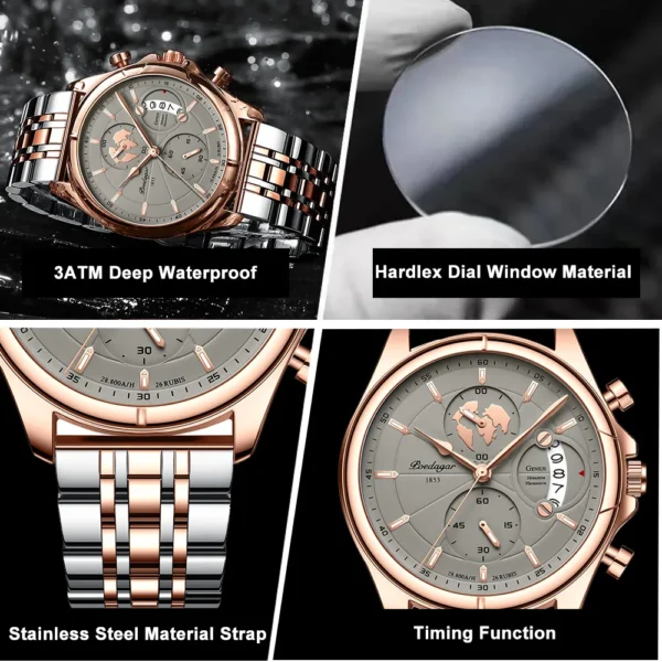 Top Luxury Brand Casual Men Watch Chronograph Waterproof Date Full Steel Quartz Men's Watch Business Relogio Masculino - Image 3