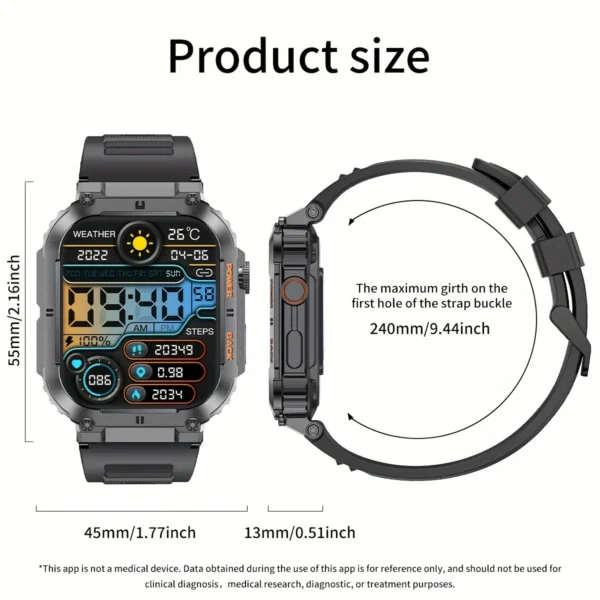 LIGE 1.96 inch New Bluetooth Call Smart Watch Men Sport Fitness Tracker Smartwatch for Android IOS Calculator 400mAh Big battery - Image 6