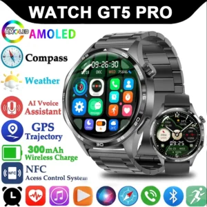 For HUAWEI GT5 Pro GPS NFC Smart Watch Men 360*360 AMOLED Screen Heart rate Bluetooth Call IP67AMOLED Screen Heart rate