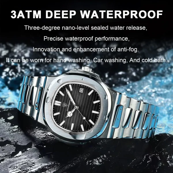 Top Luxury Brand Man Watch Sports Waterproof Luminous Date Men Wristwatch Square Dial Quartz Men's Watches High Quality - Image 3