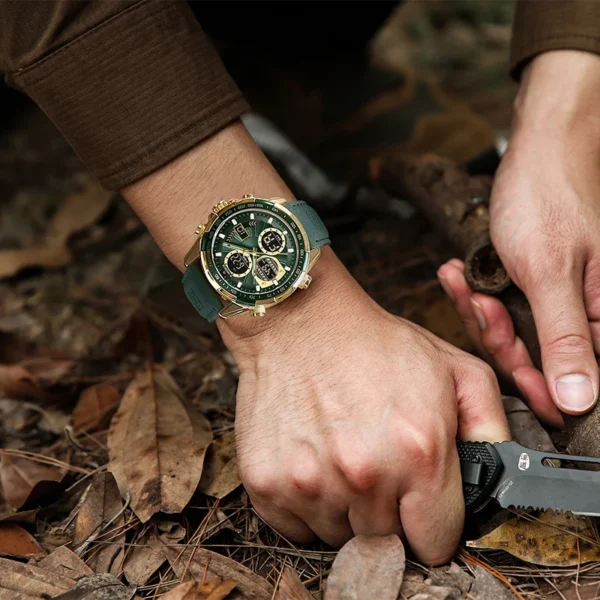 Watches for Men Leather Mens Military Sport Waterproof Watch Quartz WristWatch Chronograph Male Clock - Image 6