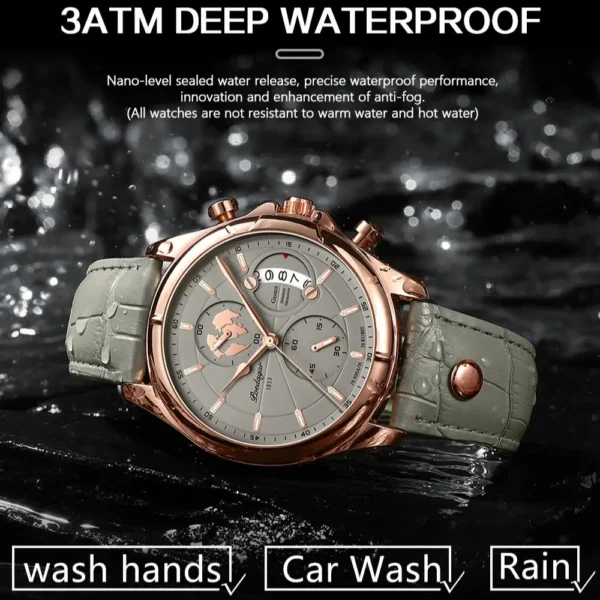 Luxury Casual Sport Watch Top Brand Creative Chronograph Leather Strap Date Waterproof Men's Watches Relogio Masculino - Image 3