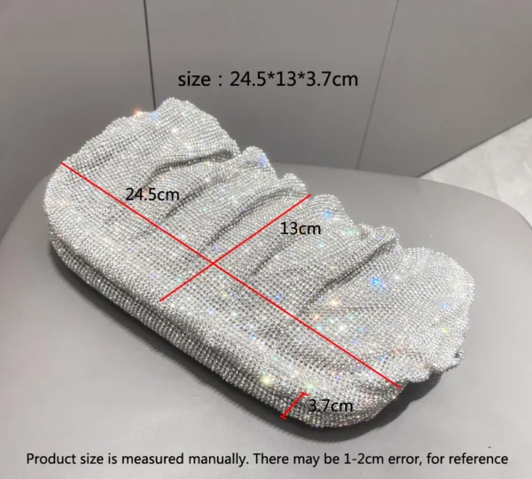 Shiny Rhinestones Handmade Evening Clutch Bags New Folds Purses and Handbags Luxury Designer Wedding Party High Quality - Image 2
