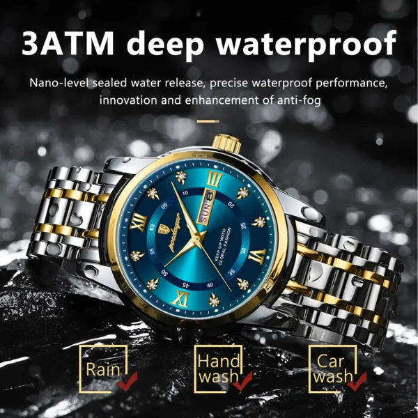 Luxury Watch for Man Elegant Date Week Waterproof Luminous Men Watch Quartz Stainless Steel Sports Men's Watches reloj - Image 2